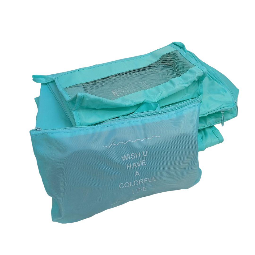 Комплект дорожных органайзеров из нейлона 8в1 для чемодана/рюкзака и ручной клади Бирюзовый (КДО-40-17) - фото 5 Комплект дорожных органайзеров из нейлона 8в1 для чемодана/рюкзака и ручной клади Бирюзовый (КДО-40-17) - фото 5