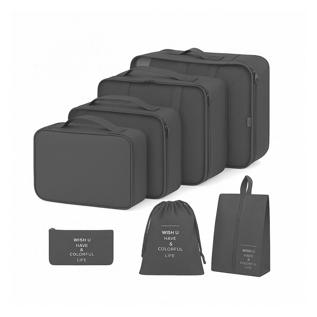 Набор дорожных органайзеров для перевозки и хранения вещей 7в1 Темно-серый (3222283788)