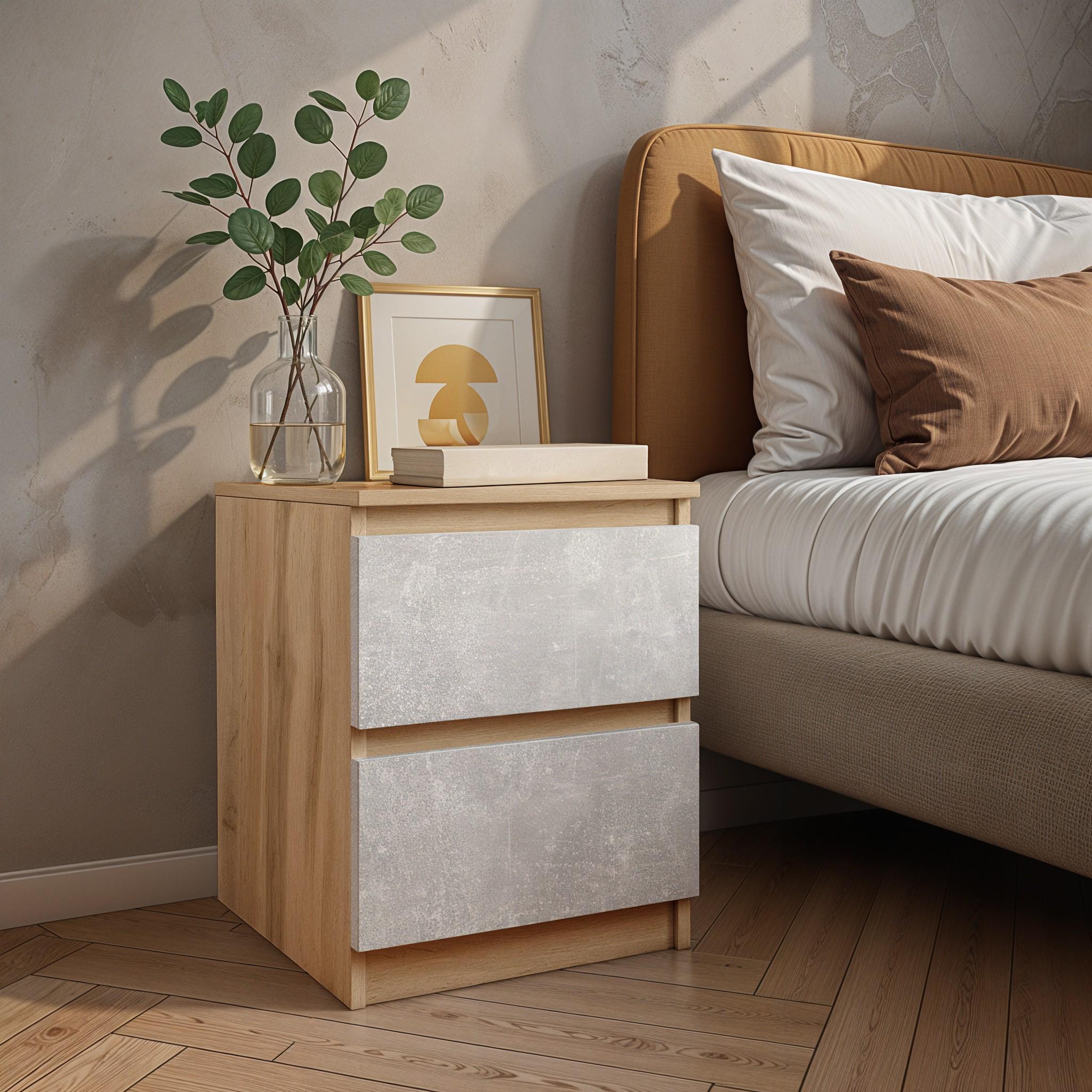 Тумба прикроватная FT-225 400х400х530 мм Дуб Аппалачи/Бетон - фото 1 Тумба прикроватная FT-225 400х400х530 мм Дуб Аппалачи/Бетон - фото 1