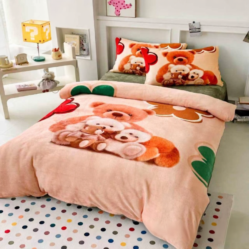 Комплект дитячої постільної білизни велюр полуторний 50x70 см Помаранчевий