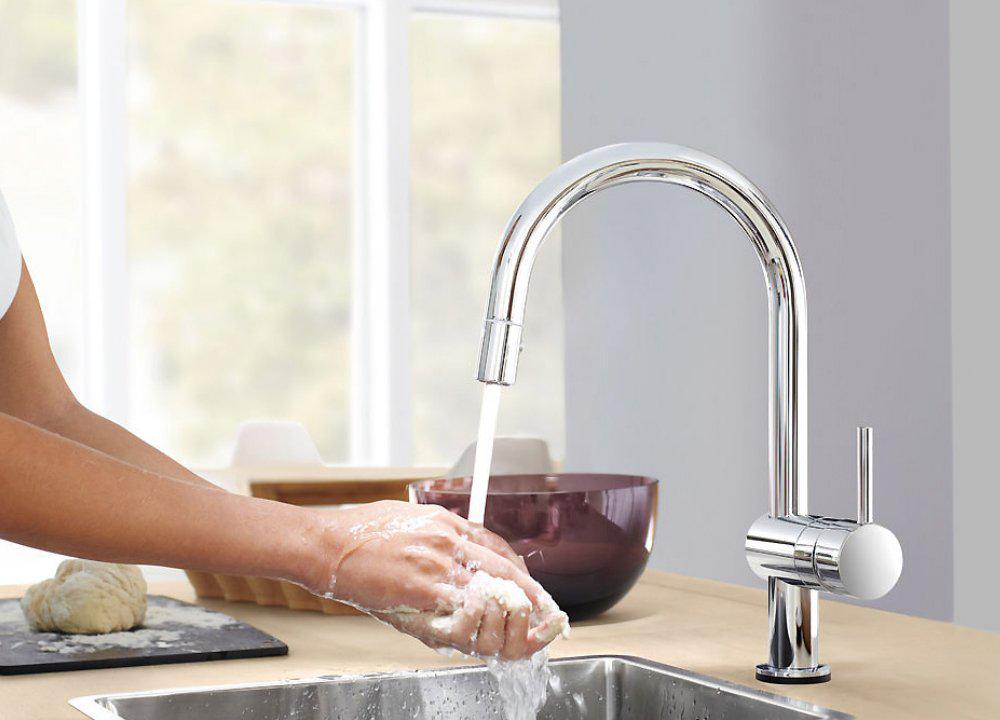 Смеситель для кухни Grohe Minta 32918000 с видвижной лейкой Хром (111392) - фото 6 Смеситель для кухни Grohe Minta 32918000 с видвижной лейкой Хром (111392) - фото 6
