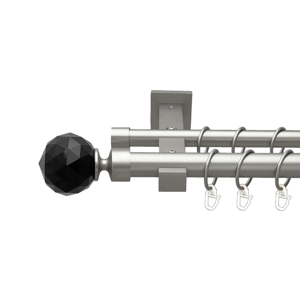 Карниз Orvit Люміера Неро металевий дворядний техно гладка труба кільце металеве 25/19 мм 200 см Сатин (00-00026406)