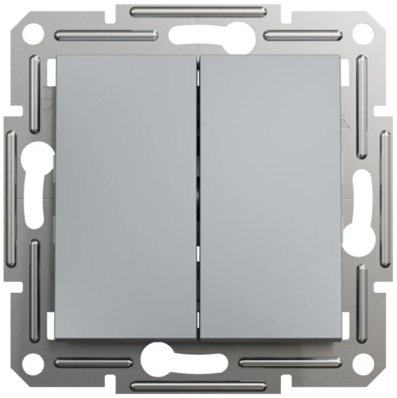 Выключатель двойной Schneider Asfora сталь (28413490) Выключатель двойной Schneider Asfora сталь (28413490)