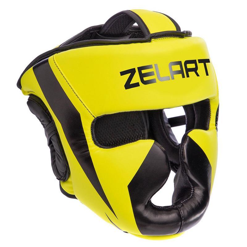 Шлем боксерский Zelart BO-7041 с полной защитой S Лимонный/Черный (37429473)