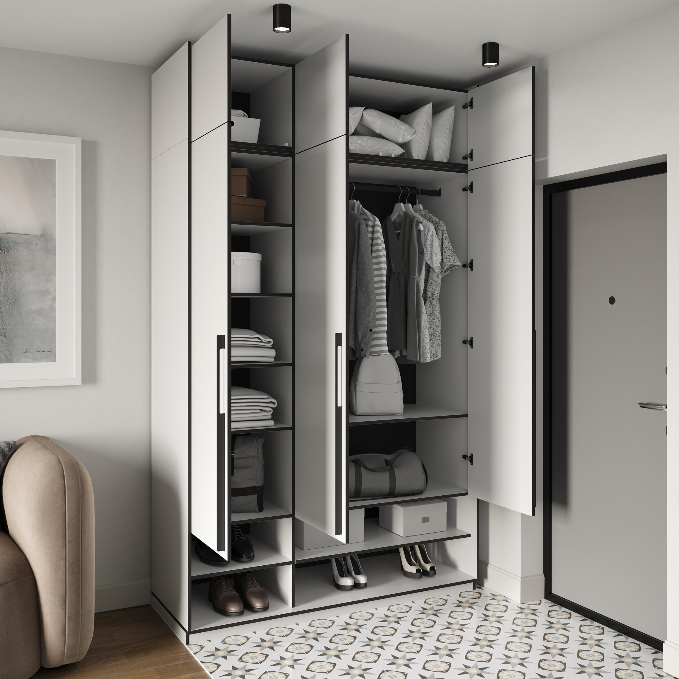 Шафа в передпокій розпашна тридверна зі штангою для одягу та антресолью 1485х2500х570 мм Дуб гранж (mr-6a-gr) - фото 2