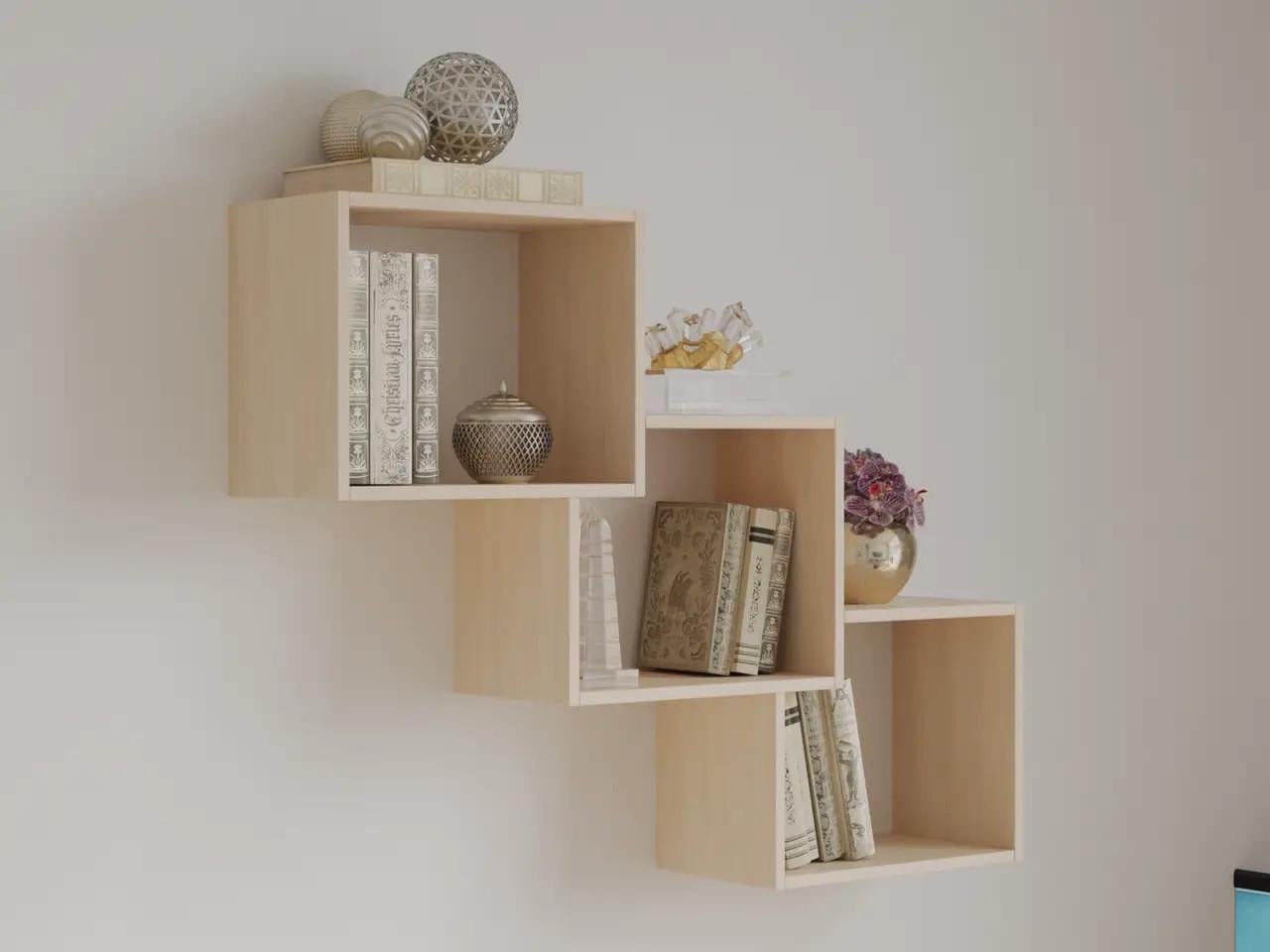 Полочка настенная П-1 3 секции для декора и хранения 1120 мм Дуб (П-1Д)