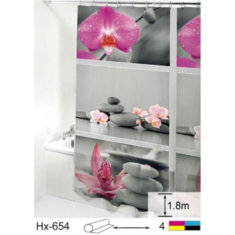 Шторка для ванной Орхидея и камни Нх-654 из полимерного материала PEVA180х180 см (81010) - фото 2