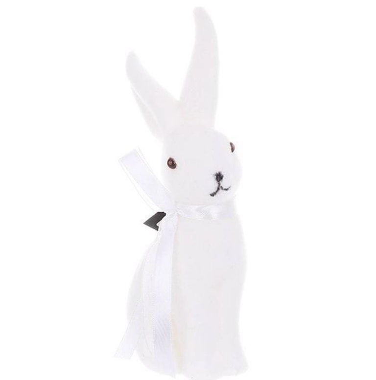 Фигурка пластиковая Кролик с бантом флок 20 см (42103)