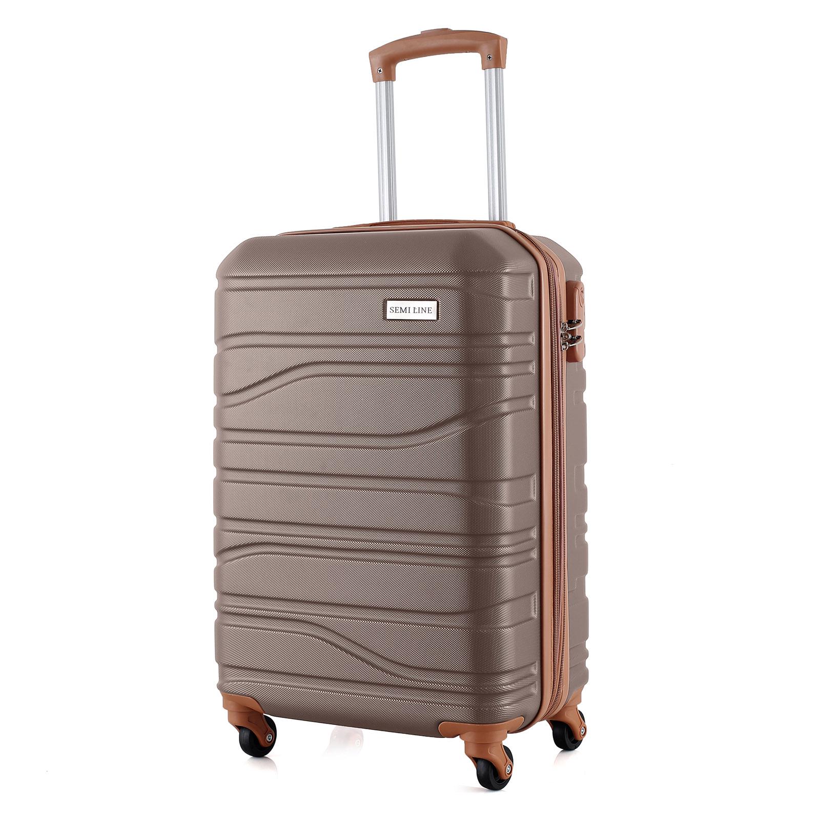 Валіза SEMI LINE 20" ручна поклажа на 4 колесах ABS-пластик кодовий замок розширювальний клапан +20% об'єм 39/54 л Сіро-коричневий