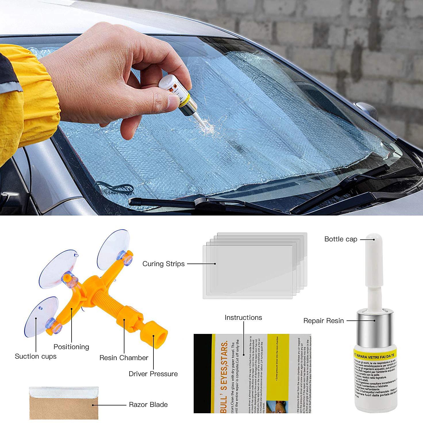 Набор для ремонта лобового стекла Windshield repair kit от трещин и сколов Orange (1009952) - фото 5