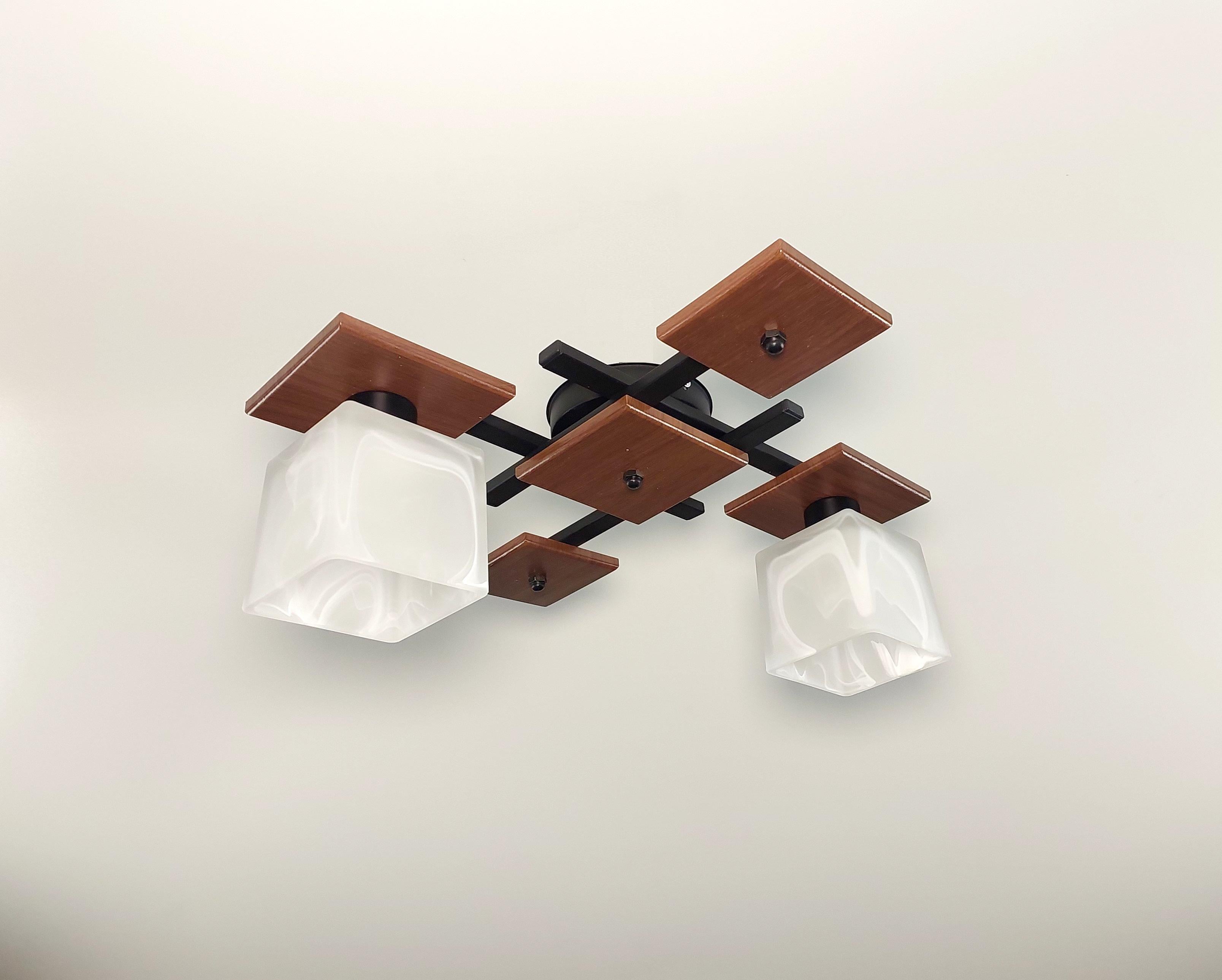 Люстра потолочная 2002/2 на 2 плафона Черный/коричневый (21314484)