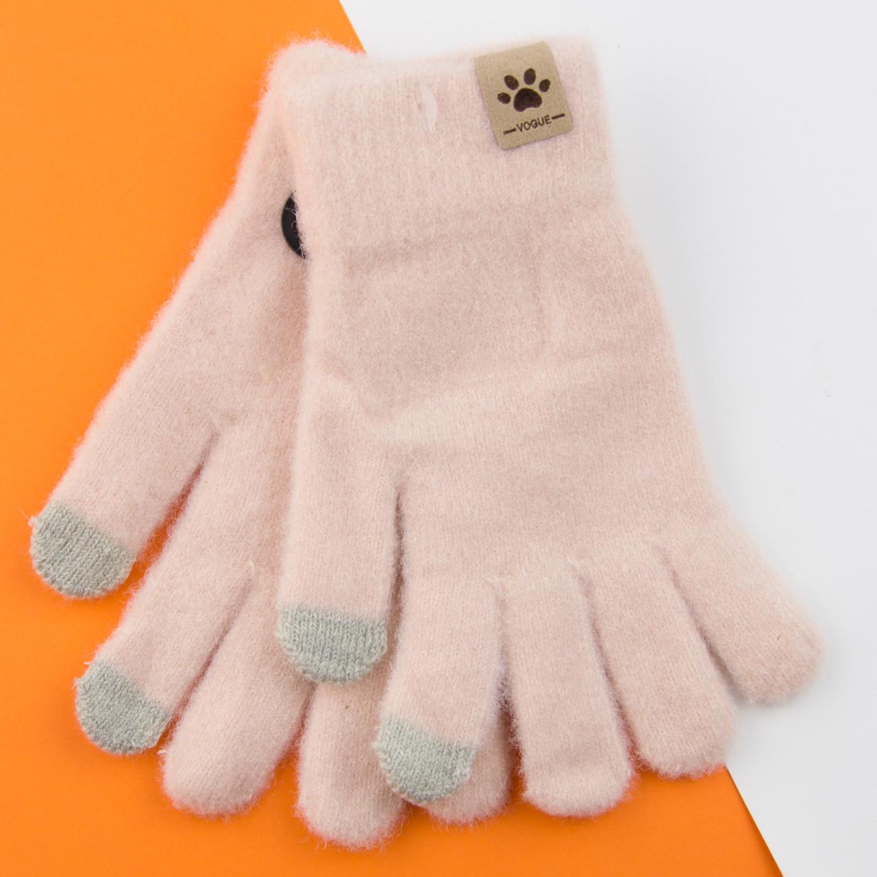 Варежки детские для сенсорного телефона 4 - 6 лет Светло-розовый (22-25-46)