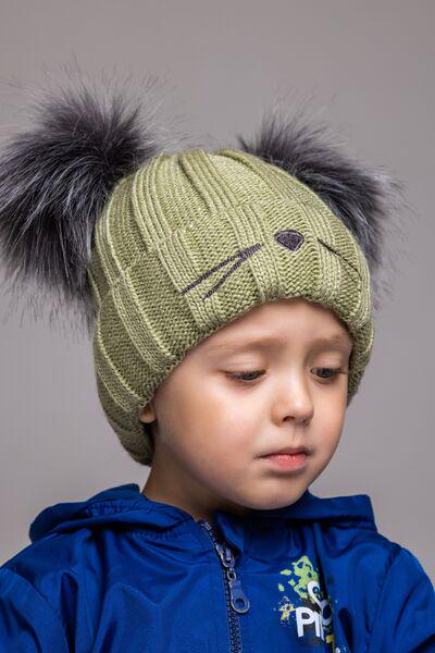 Шапка детская для мальчиков Микки D875 флис 46-50 см Хаки