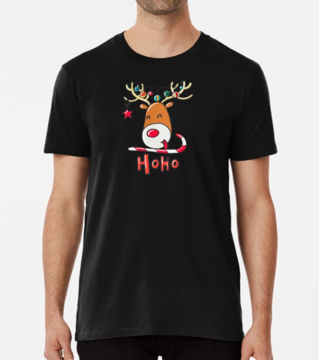 Футболка чоловіча новорічна Stedman з принтом Ho Ho Олень XXL Чорний (НГ15-5)