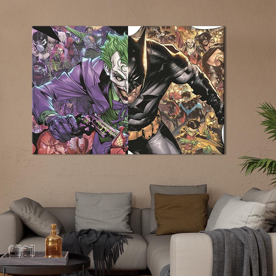 Настенный декор картина на холсте для интерьера Бэтмен или Джокер 120x80 см (690-1)