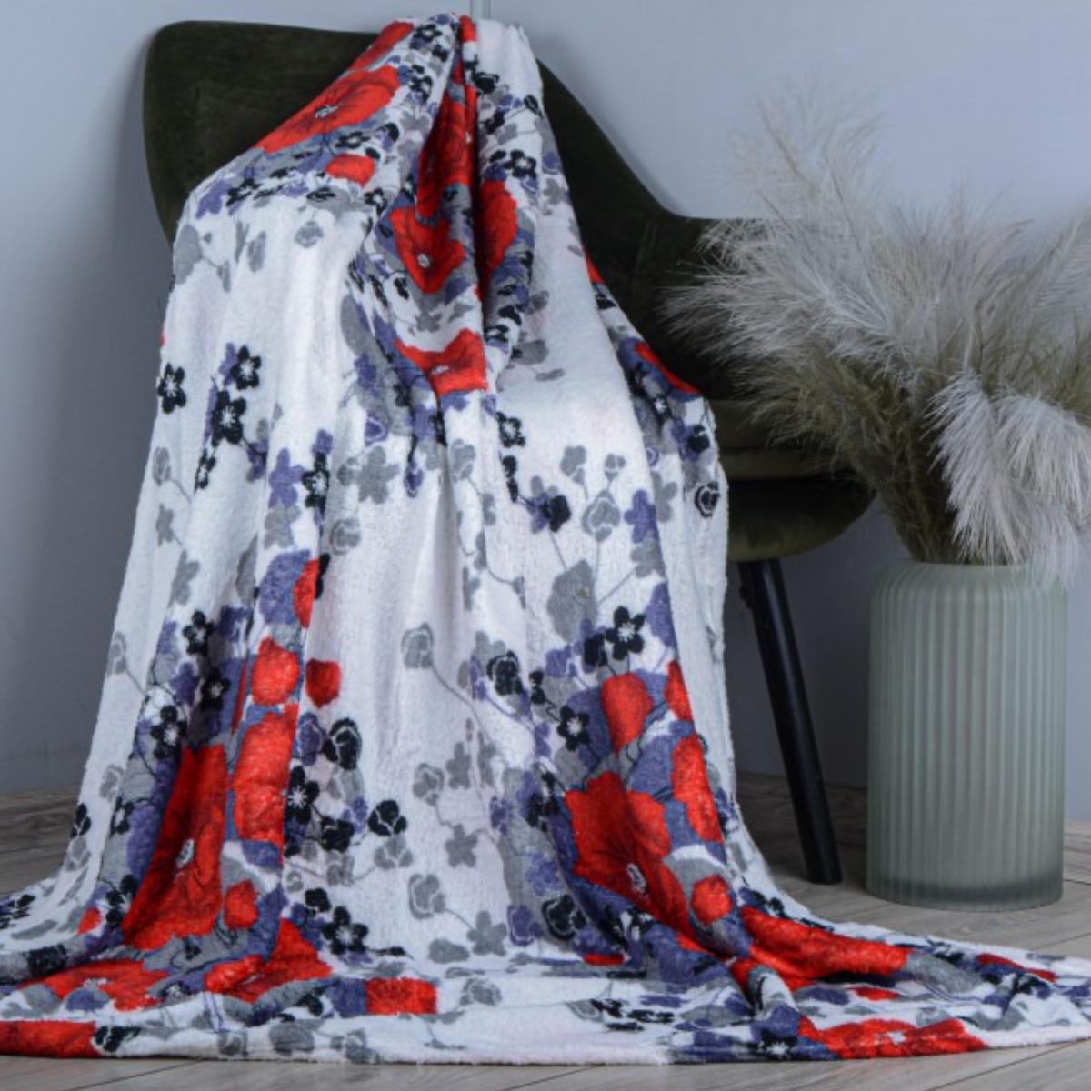 Плед Koloco Маки полуторный 150х210 см Красный