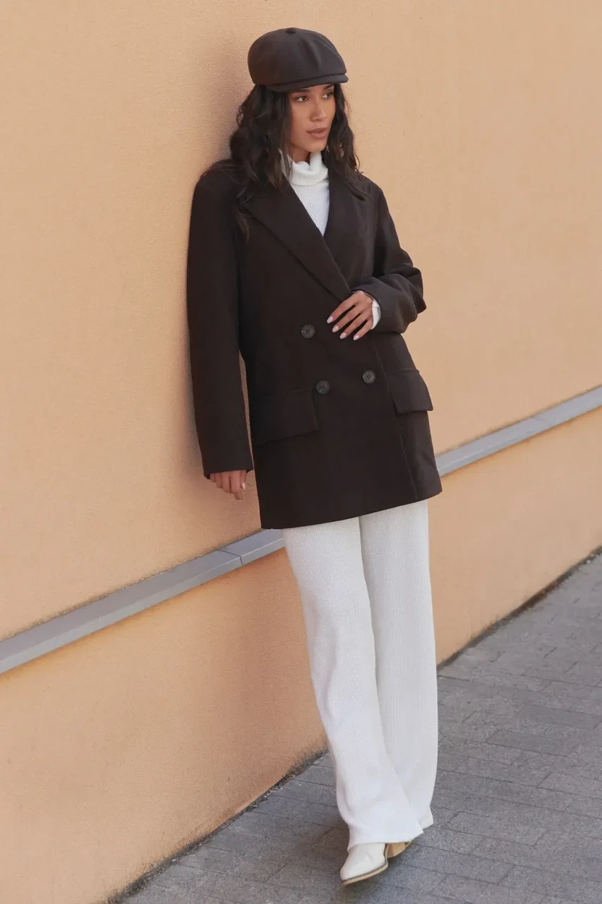 Пальто двубортное Seventeen XXL-3XL Коричневый - фото 6 Пальто двубортное Seventeen XXL-3XL Коричневый - фото 6