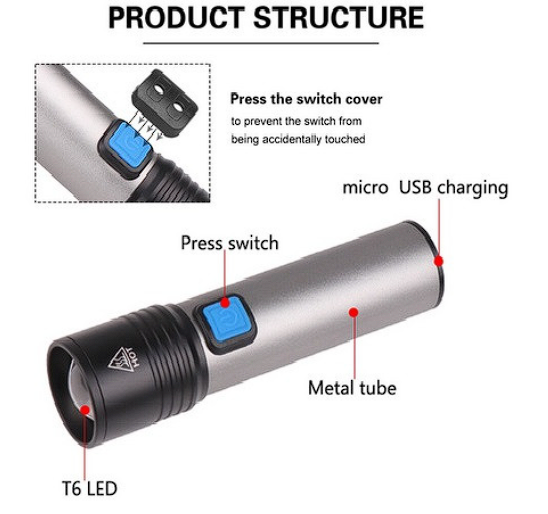 Фонарь светодиодный K31 туристический USB зарядка - фото 2