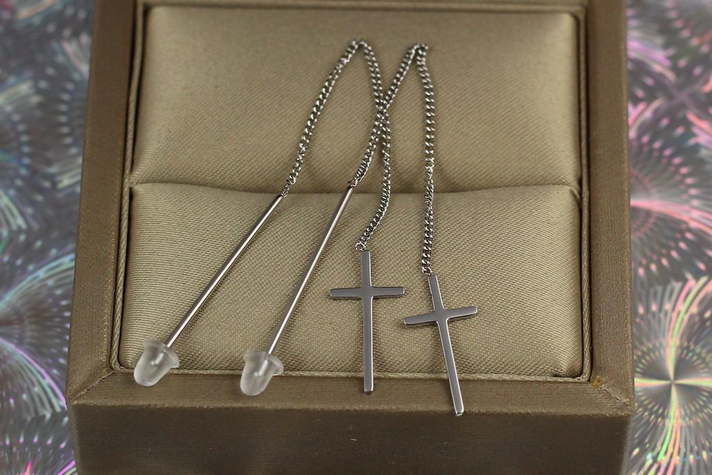 Серьги продвижения Xuping Jewelry длинные крестики 9 см Серебристый