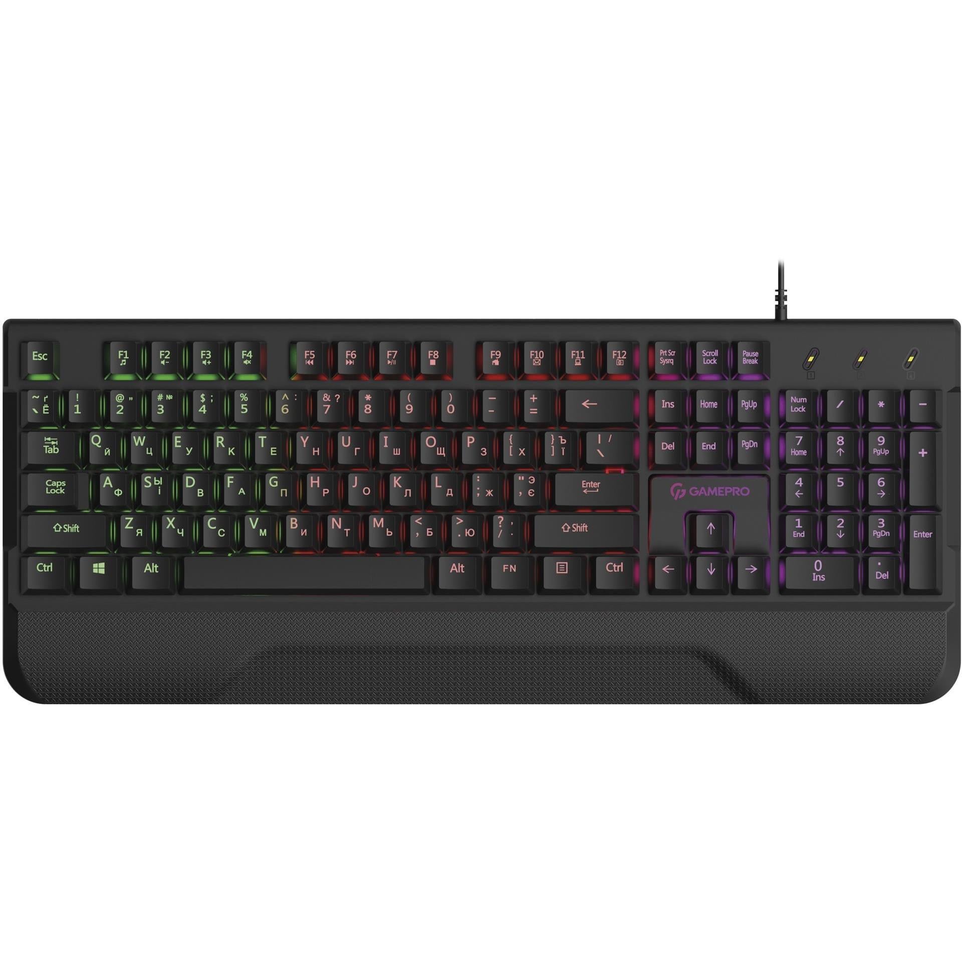 Клавиатура мембранная игровая GamePro Headshot GK398 104 клавиши 1,5 м USB RGB Black (34618405)