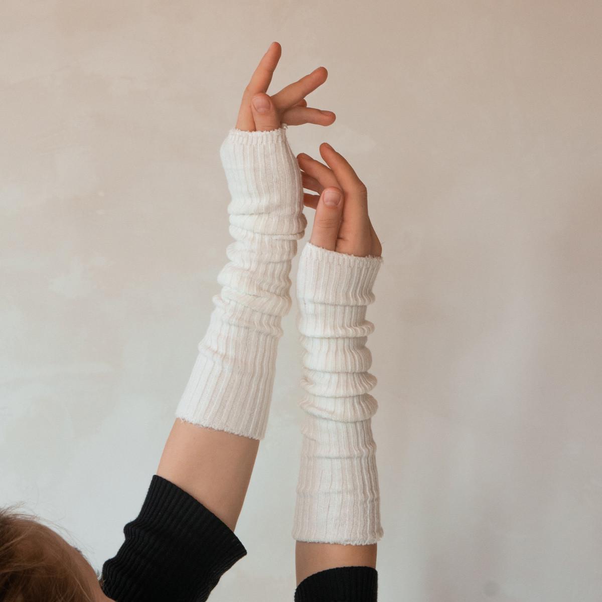 Митенки по локоть кашемировые XXS-XXXXL Теплый белый (61440) - фото 2