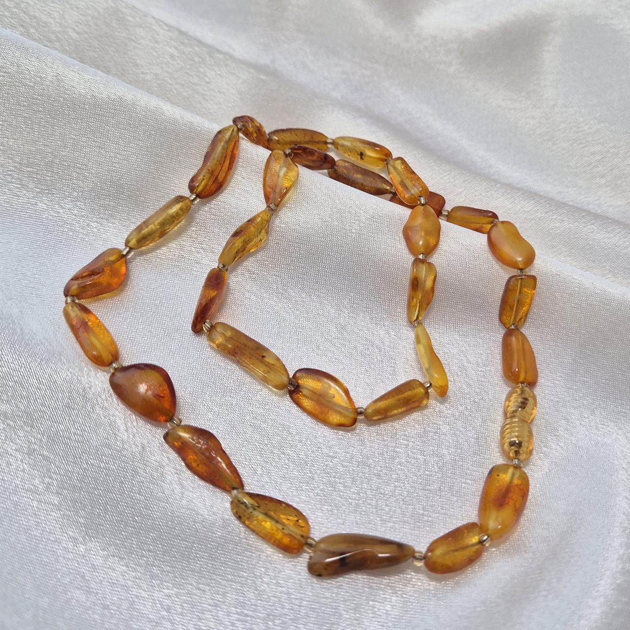 Намисто із натурального Бурштину лікувальний необроблений 49 см Медовий (бурштин49/длкормед)