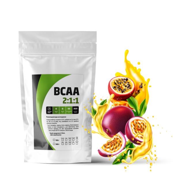 Комплекс амінокислотний BCAA 2:1:1 Маракуйя 99% білка на 10 порцій 100 г (21-125-bcaa-m100) - фото 1 Комплекс амінокислотний BCAA 2:1:1 Маракуйя 99% білка на 10 порцій 100 г (21-125-bcaa-m100) - фото 1