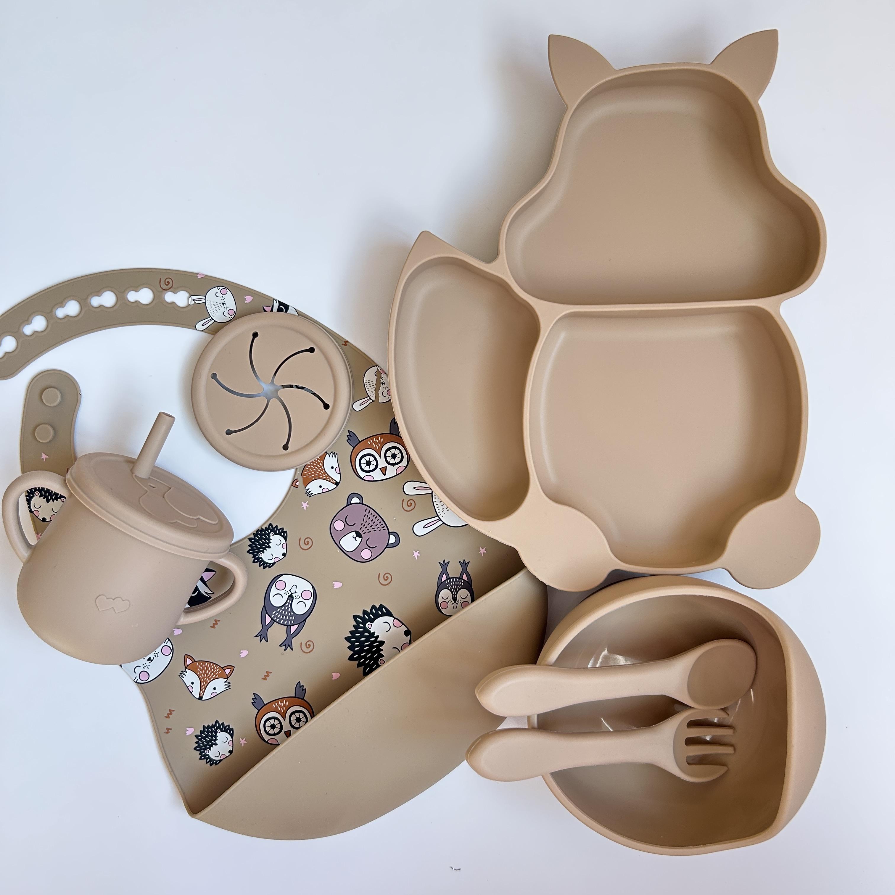 Детский набор посуды SQPR img_e5520 из силикона принт Белка (Y15)