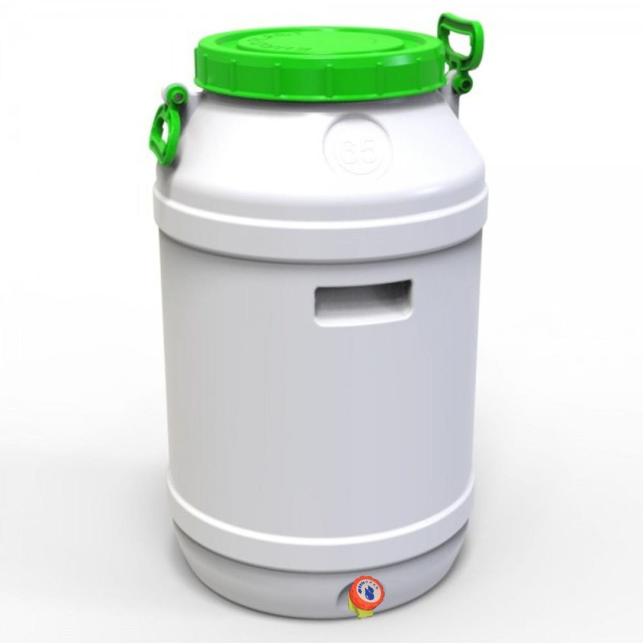 Бидон пищевой Евро Пласт с вентильным краном 65 л зеленая крышка (172582) - фото 1