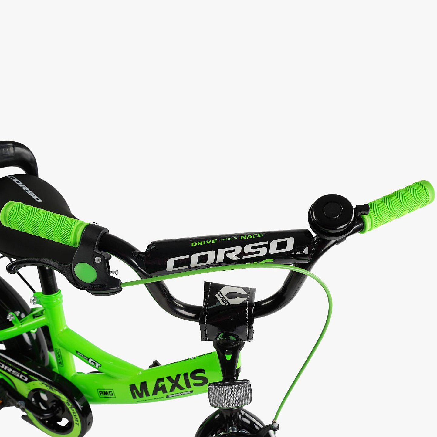 Велосипед двухколесный Corso MAXIS 12" детский с багажником Зеленый - фото 5 Велосипед двухколесный Corso MAXIS 12" детский с багажником Зеленый - фото 5