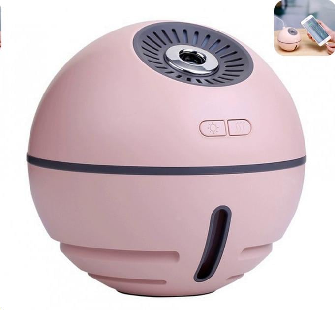 Индивидуальный увлажнитель воздуха для рабочего места салона авто и малых помещений вентилятор ночник (597409704) Розовый