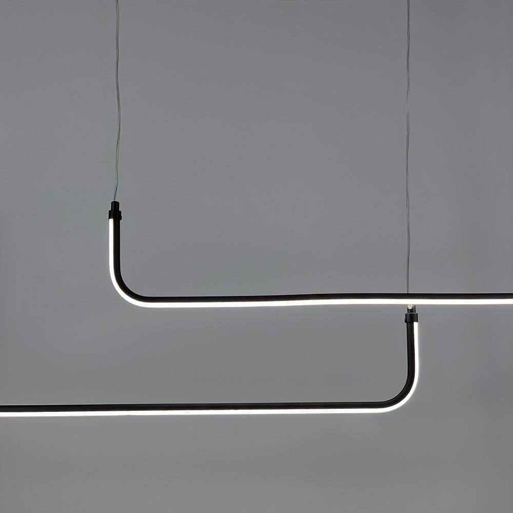 Люстра лінійна LED з 2-а лініями 110 см 2 по 75 см Чорний (H 28L-2-1200 BK) - фото 3