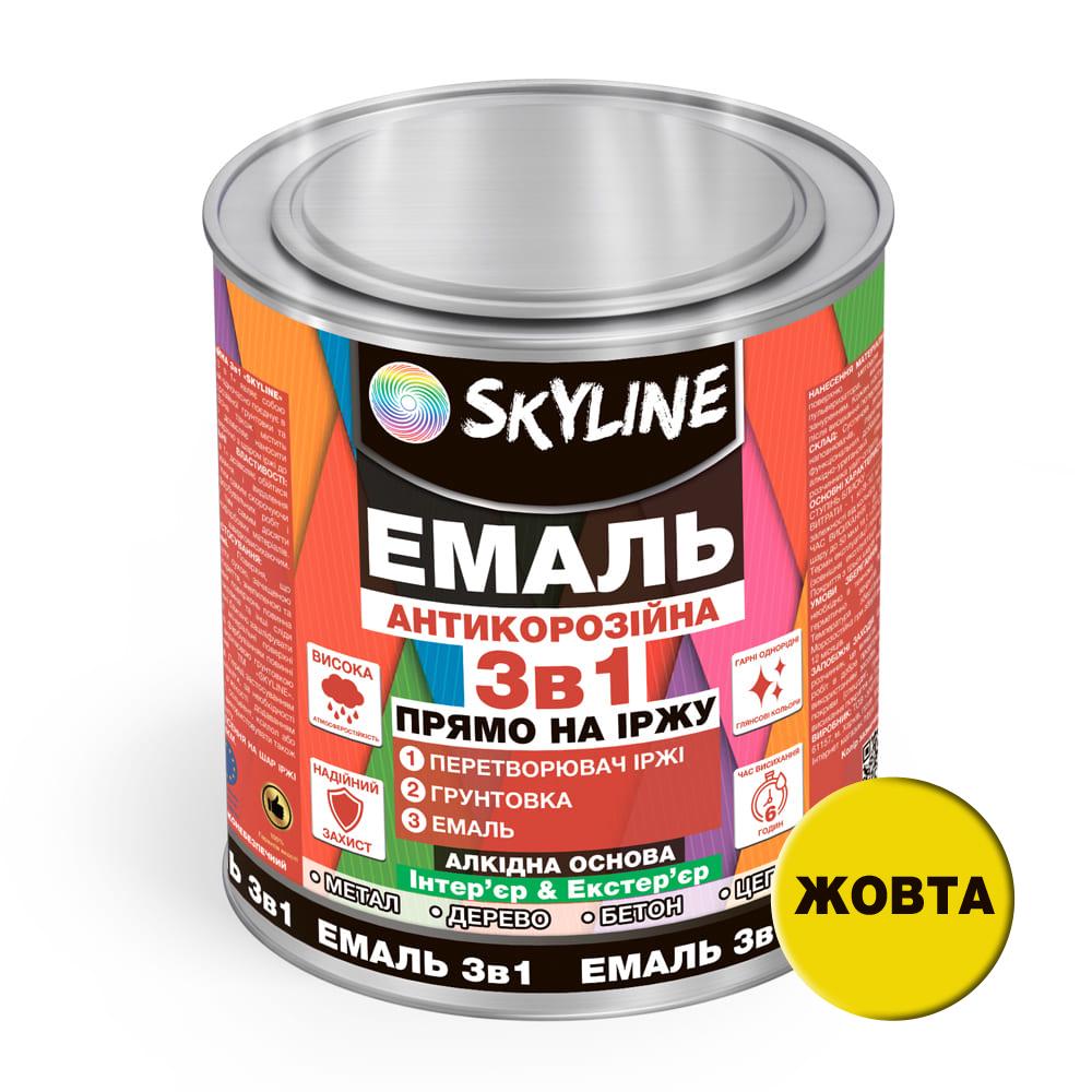 Эмаль алкидная Skyline 3в1 по ржавчине антикоррозионная 2,5 кг Желтый - фото 2