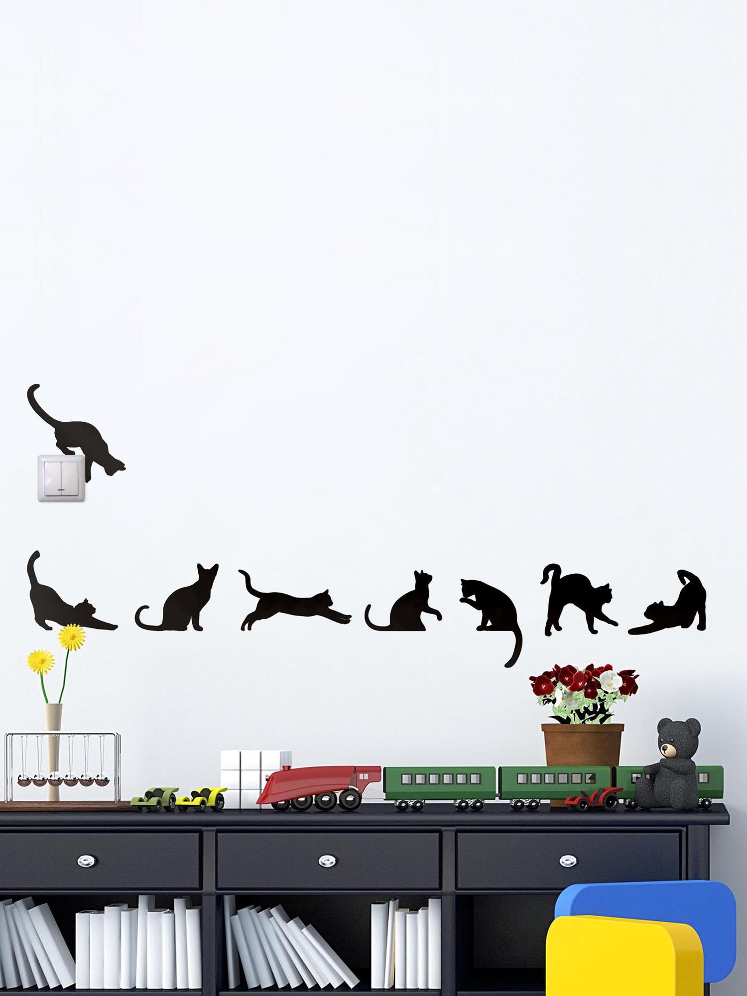 Наклейка интерьерная Кошки на стену 8 шт. Черный (21994085)