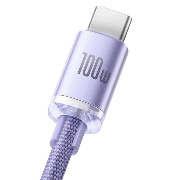 Кабель для швидкого заряджання BASEUS Crystal Shine Series USB For Type-C 100 W 5 A 2 м Purple (CAJY000505) - фото 2 Кабель для швидкого заряджання BASEUS Crystal Shine Series USB For Type-C 100 W 5 A 2 м Purple (CAJY000505) - фото 2