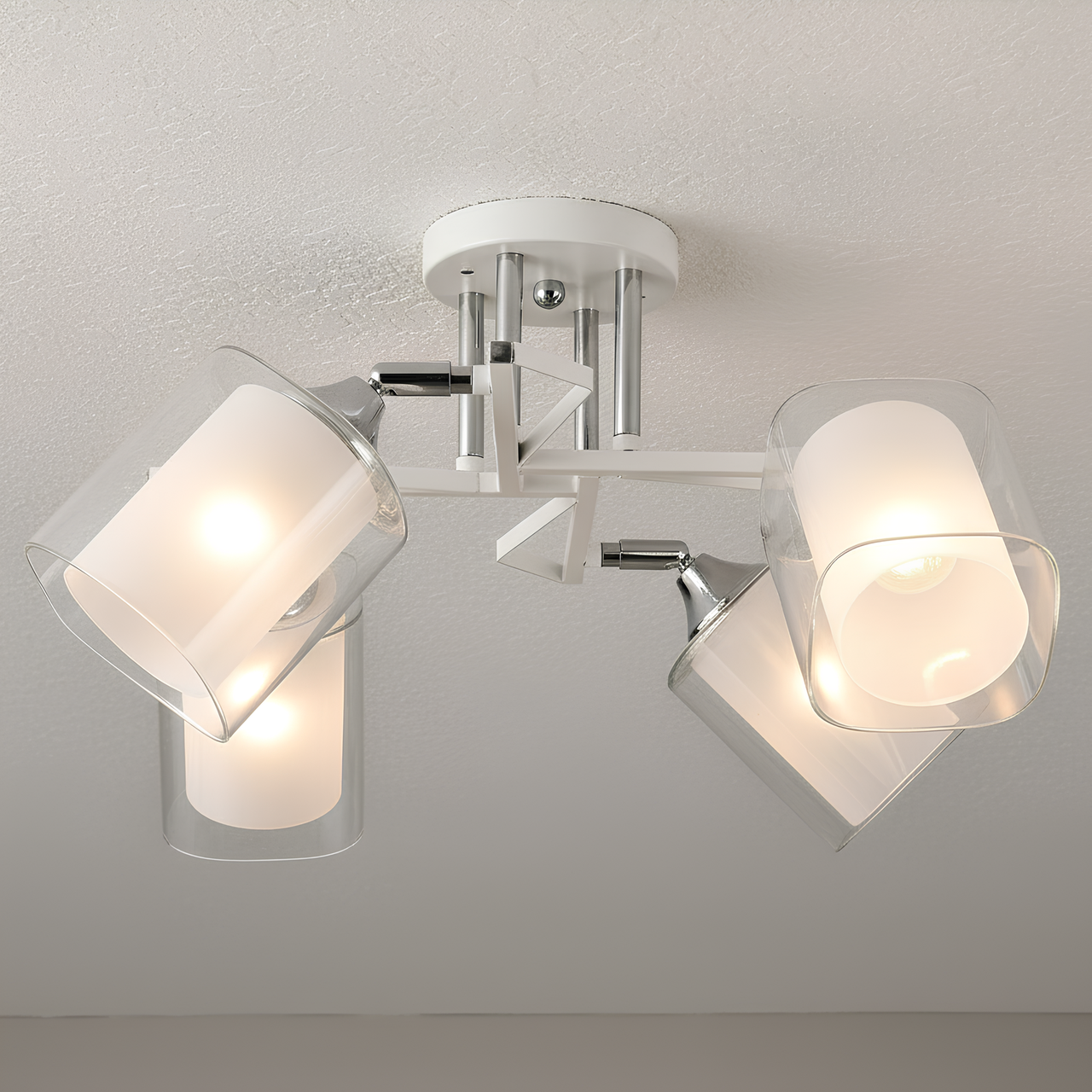 Люстра Sirius с двойными поворотными плафонами под лампу Е27 Белый/Хром (B N6652/4 WT+CR)