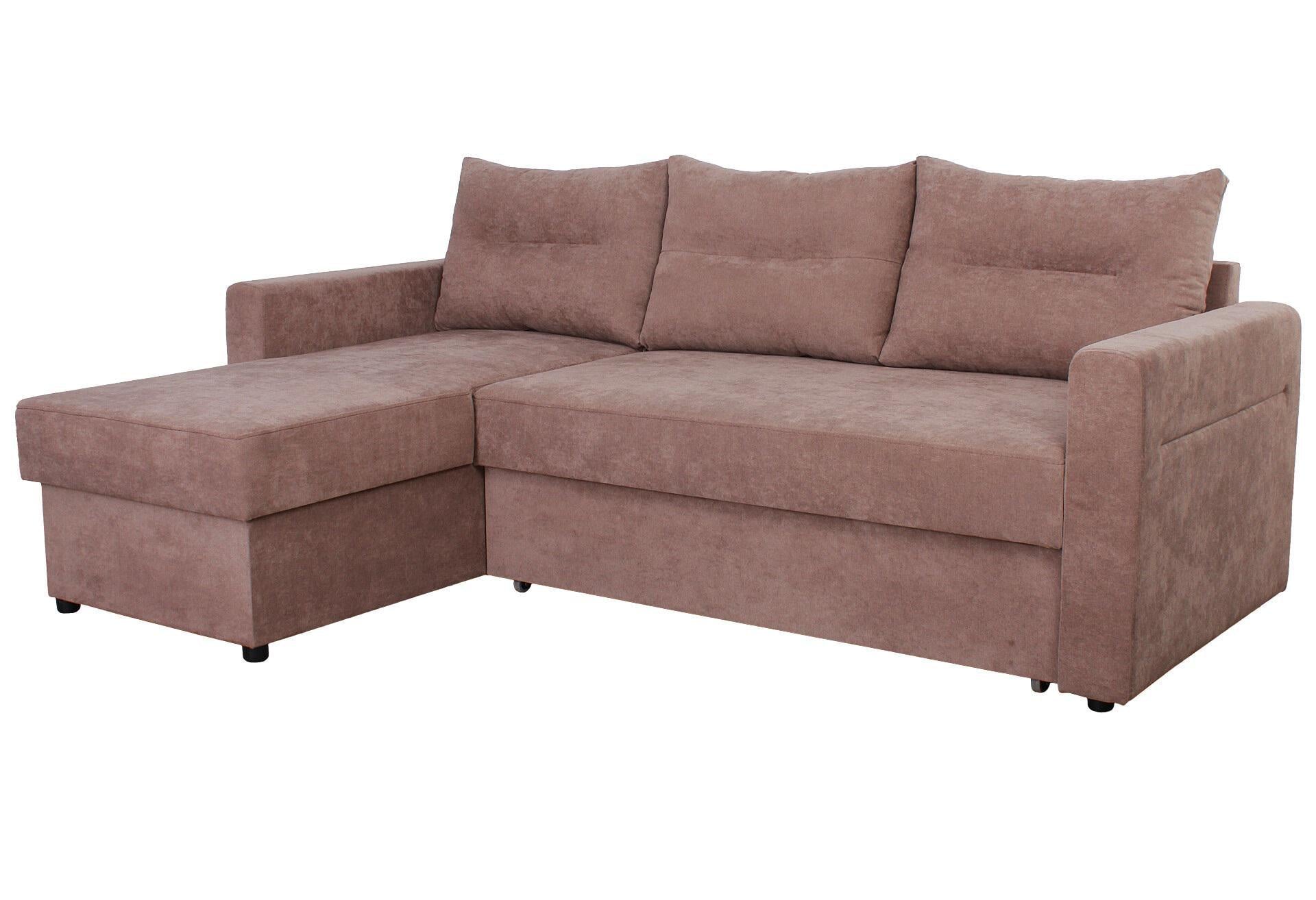 Диван угловой Elegant Benefit раскладной 59 с нишей для белья Светло-коричневый