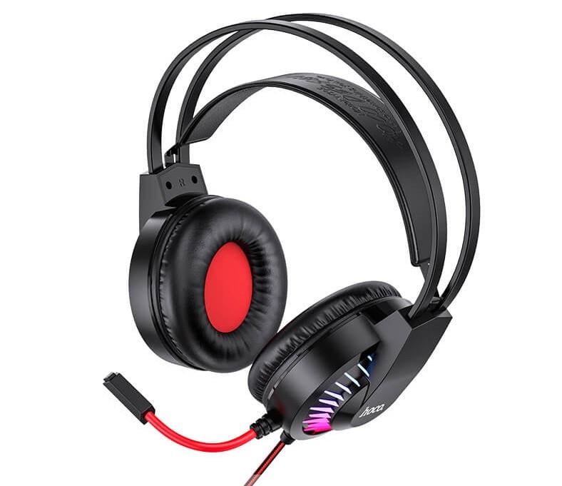 Наушники игровые Hoco W105 Joyful Gaming с микрофоном LED 230 см Black/Red (adbd18a8) - фото 3