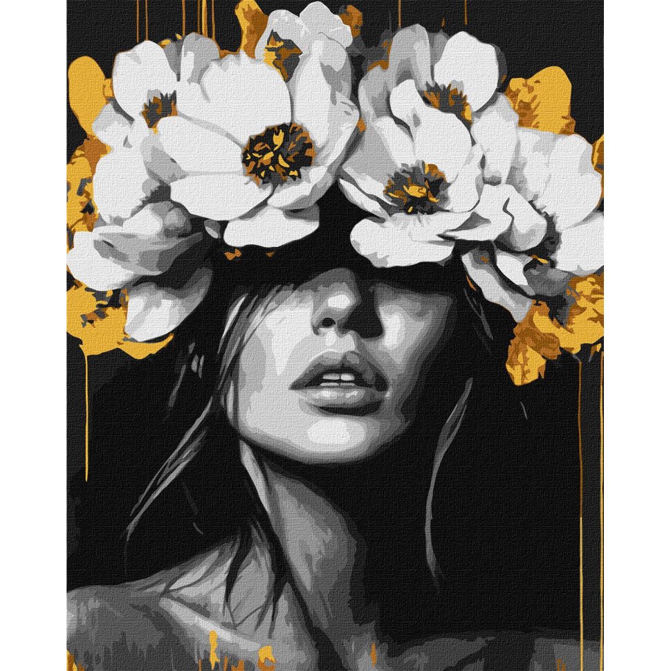 Картина по номерам Ideyka Лепестная гармония 40x50 см с красками металлик (KHO8506)