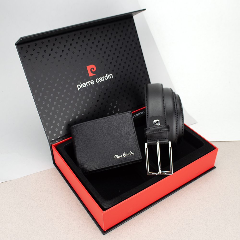 Подарочный набор мужской Pierre Cardin ZD-101 портмоне/ремень Черный (2040122943)