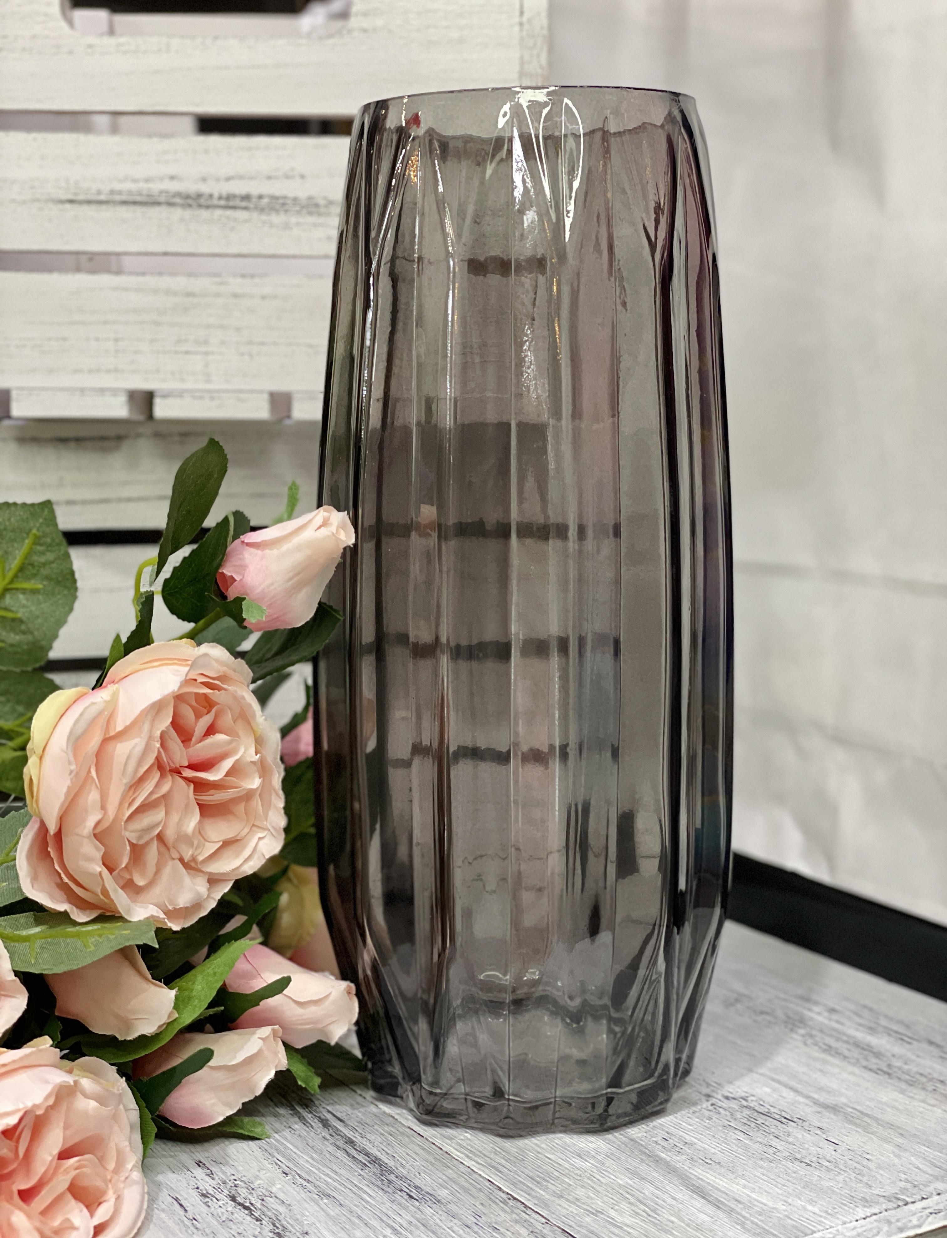 Ваза стеклянная Scandinavia 30х12 см Серый (527793)