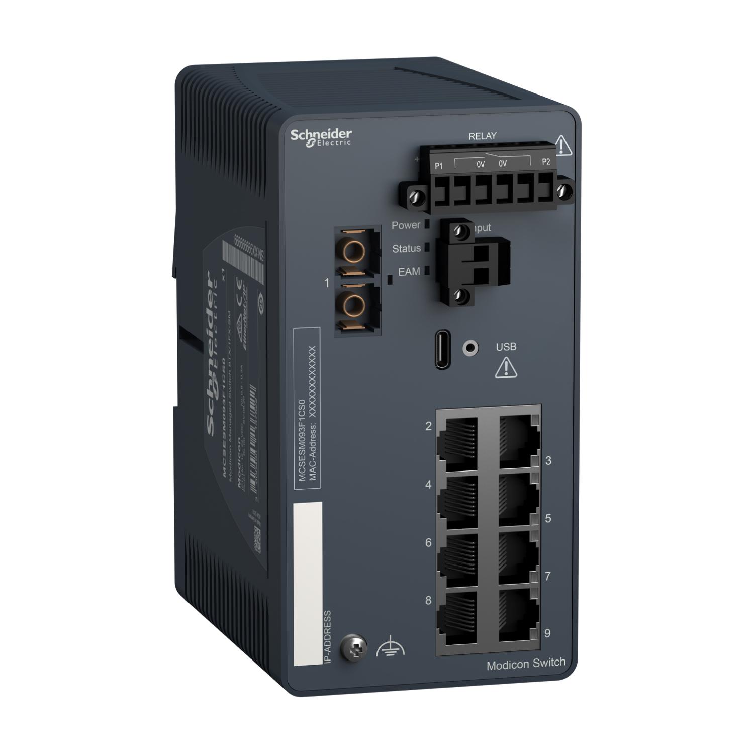 Комутатор мережевий керований Schneider Electric Modicon 8TX/1FX-SM (MCSESM093F1CS0) Комутатор мережевий керований Schneider Electric Modicon 8TX/1FX-SM (MCSESM093F1CS0)