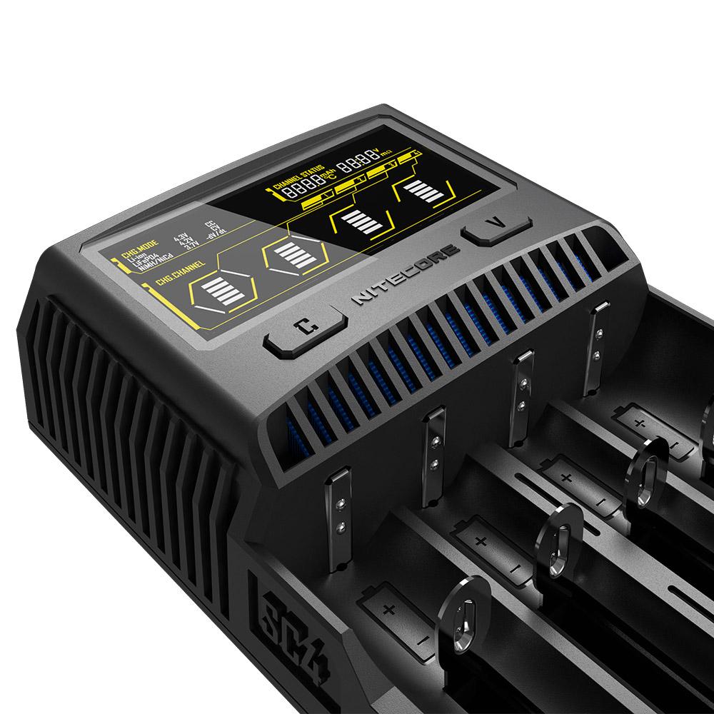 Зарядний пристрій універсальний Nitecore SC4 Ni-Cd/Ni-Mh/Li-Ion/IMR/LiFePO4 3,6-4,35V/3A LCD display 220/12V (25994135) - фото 5