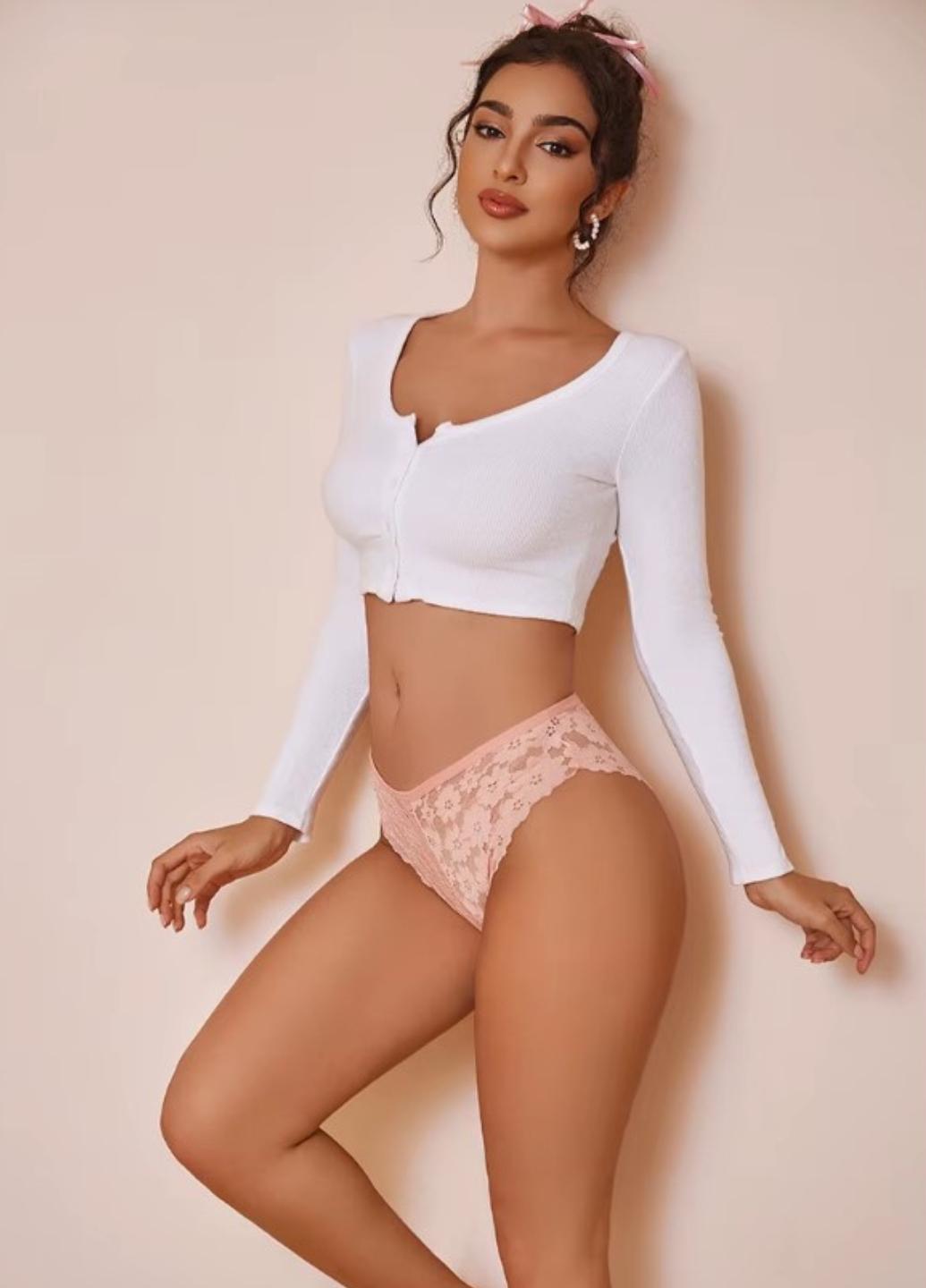 Трусики кружевные женские слипы Fine Chamomile XL Пудровый (1838-48-02)