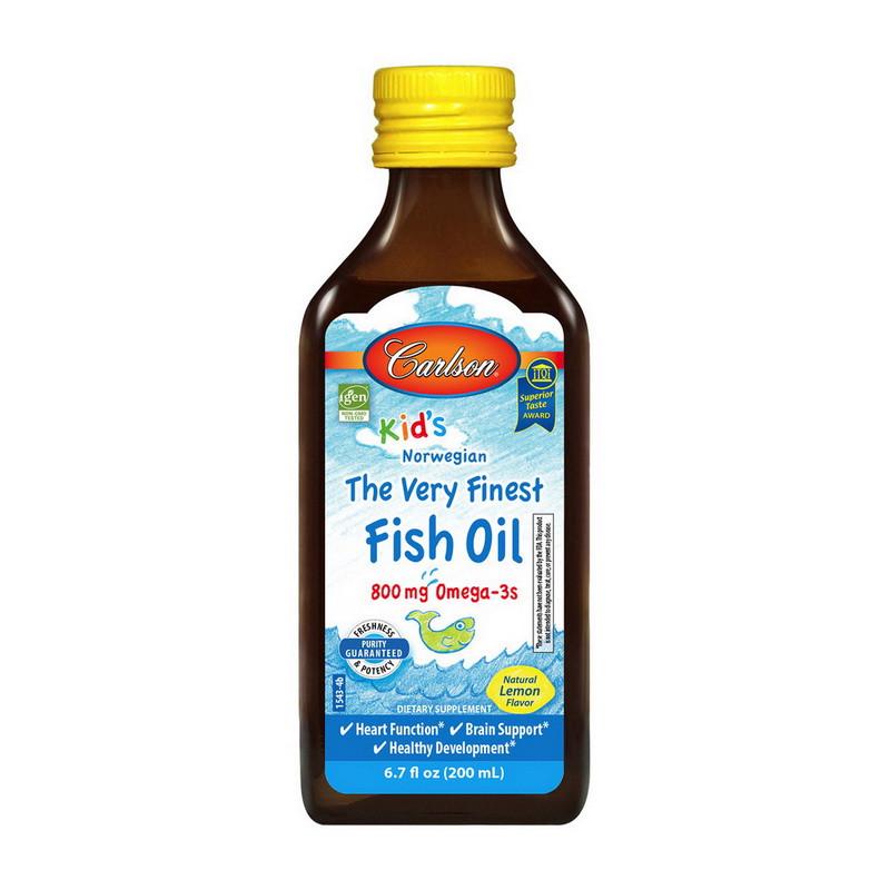 Рыбий жир для детей Carlson Labs Kid's The Very Finest Fish Oil 800 мг Omega-3s 200 мл Апельсин (1910639233)
