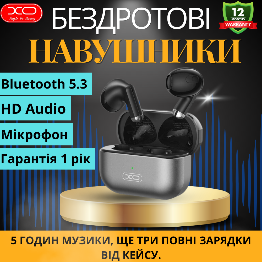 Навушники міні бездротові XO X29 Bluetooth 5.3 TWS з мікрофоном для телефону з зарядним кейсом (23599184) - фото 10 Навушники міні бездротові XO X29 Bluetooth 5.3 TWS з мікрофоном для телефону з зарядним кейсом (23599184) - фото 10