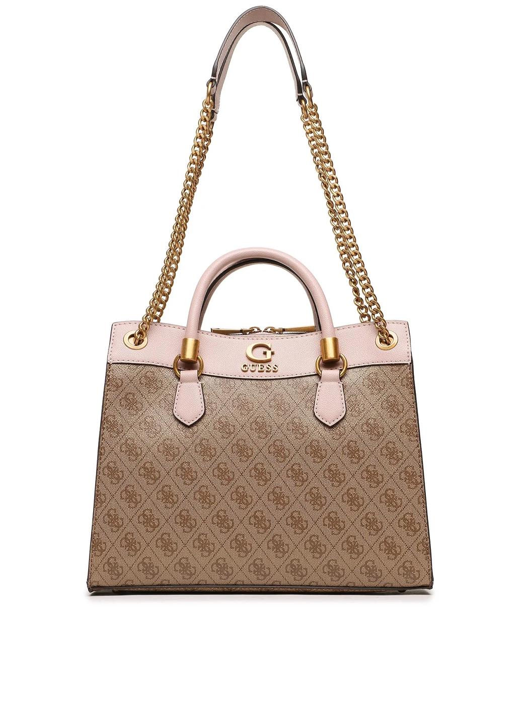 Сумка сэтчел женская из эко кожи Guess NELL LOGO GIRLFRIEND SATCHEL HWSB8735070-LLR Светло-коричневый