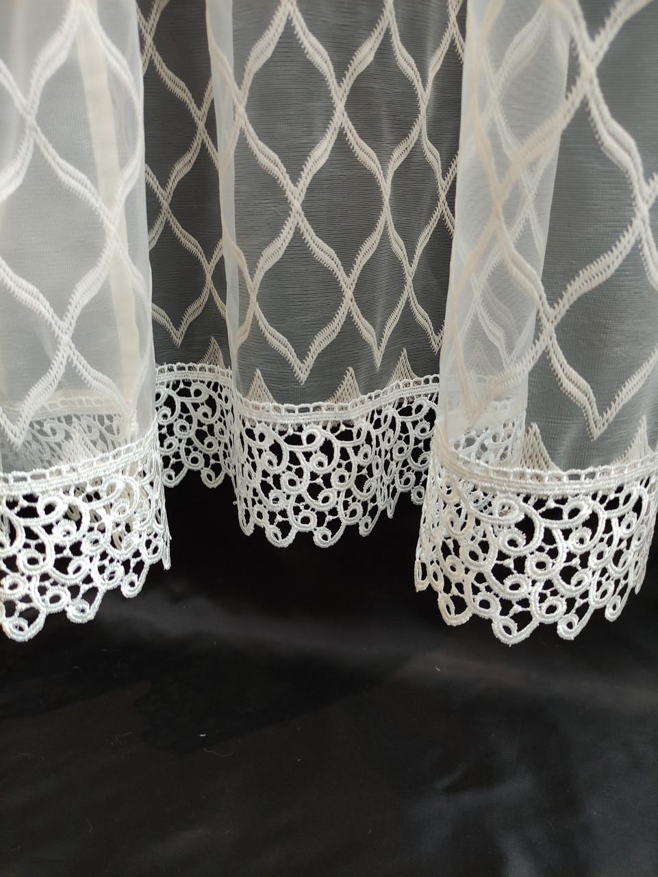 Тюль-сетка с подхватчиком 380x200 см Молочный (ромб-мол) - фото 4 Тюль-сетка с подхватчиком 380x200 см Молочный (ромб-мол) - фото 4