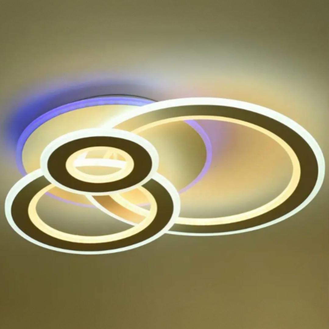 Люстра LED Sirius на три круглых плафона 3000-6500К 168W Белый (Ш 77665/3 WT)