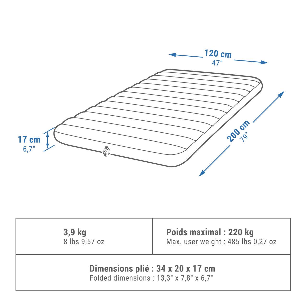 Матрас надувной для кемпинга Quechua двухместный 200x120x17 см Air Comfort Зеленый - фото 2